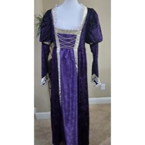 Medieval Renaissance Dress XL Gown Purple Velvet Castle Costume Royal Cosplay